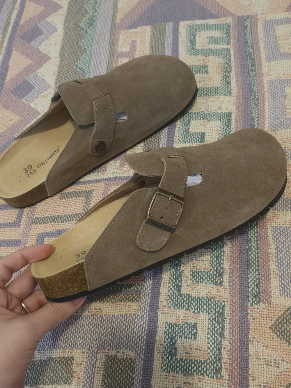 Evellyhootd Casual Tan Suede Clogs Size 39